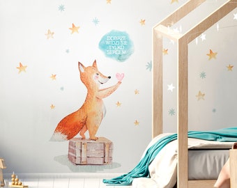 FOX Wall decal for kids / quote from a fairy tale / forest Friends wall stickers