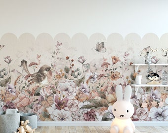 BLOOMI Border for Kids / Scallop Wall Decal, Verwijderbaar, Peel and Stick Kids Wall decor