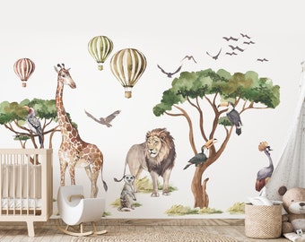 Big SAVANNA set - kids room decal / Plastic-Free / Watercolour Wall Decals