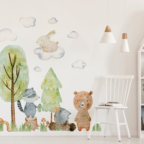 Forest Animals Nursery Wall Decal Sticker Woodland Animals Etsy