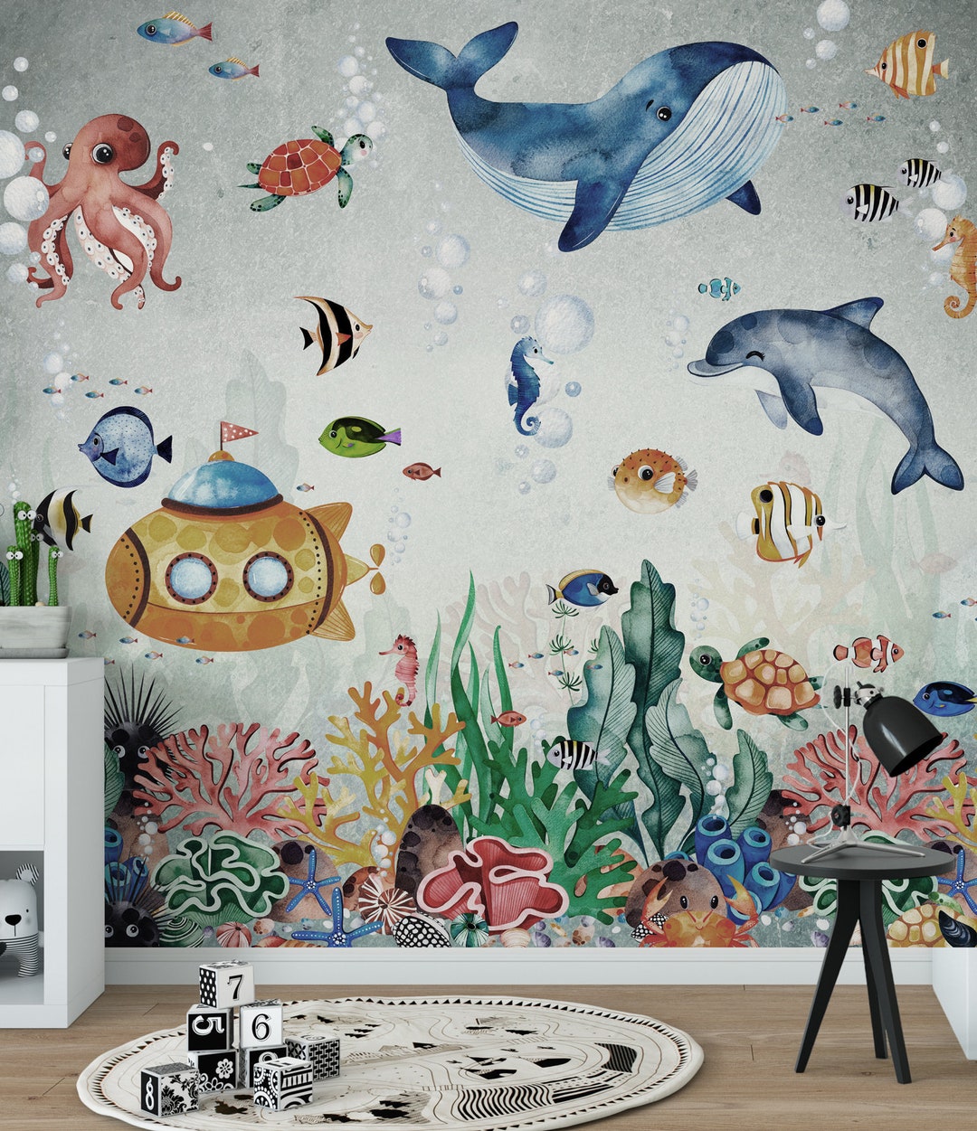WATERLAND Underwater Wallpaper for Children / Sea Creatures - Etsy