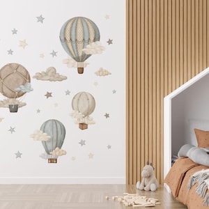 STARDUST Heißluftballon Kinderzimmer Wandaufkleber / Sterne und Wolken Wandaufkleber Bild 6