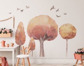 TREES wall decal / forest wall decals / Watercolor woodland nursery wall decoration