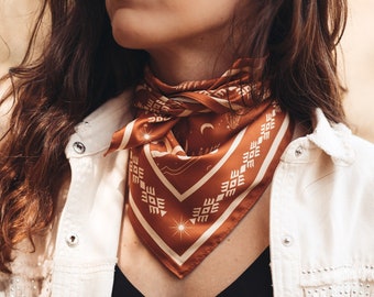 BOHEMIAN STYLE BANDANA | Polyester Neck Scarf | Snakes Bandana | Motorcycle Neckwear | Versatile Western Themed Handmade Moon Bandana