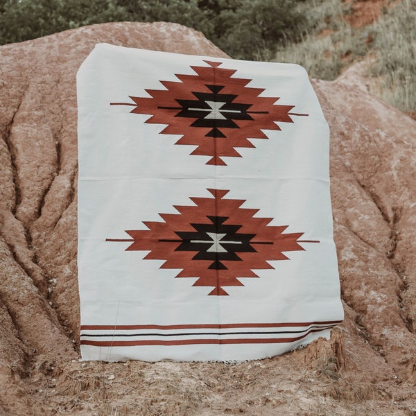 UNIQUE ETHNIC RUG | Eco Friendly Rug | Loom Woven Rugs | Navajo Cotton Rug | Antique Handmade Mexico Culture Rugs | Native American Rug