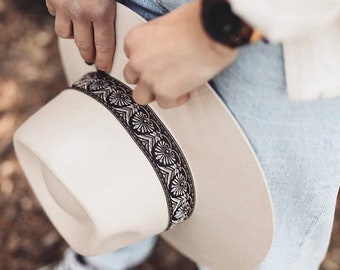ETHNIC WOOL FELT Hat | Woven Ribbon Hat | Desert Inspired Hat | Boho Coachella Hat | Aesthetic Handmade Wild Look Tucson Wool Felt Hat