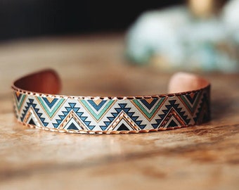BOHO STYLE BRACELET | Long Lasting Cuff | Best Ethnic Jewelry | Southwest Bracelet | Native American Hand Painted Aztec Wilderness Bracelet