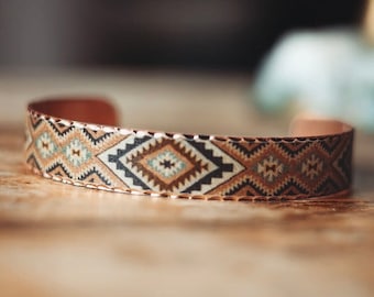 BOHEMIAN BRACELET | Long Lasting Cuff | Best Ethnic Jewelry | Southwest Bracelet | Native American Hand Painted Aztec Wilderness Bracelet