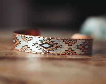 SOUTHWEST STYLE BRACELET | Long Lasting Cuff | Best Ethnic Jewelry | Bohemian Cuff | Native American Hand Painted Aztec Wilderness Bracelet