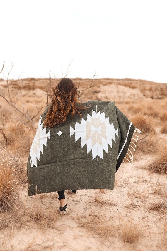 ALBUQUERQUE BLANKET | Antique Boho Rug | Best Travel Blanket | Ethnic Design Rug | Adorable Southwestern Mexican Inspired Blanket