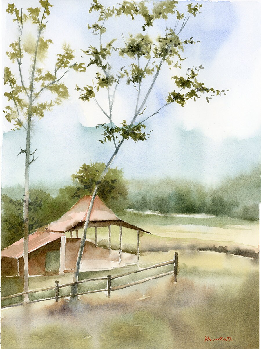 抽象的な水彩画 自然風景 抽象的な水彩風景画、ニュートラルトーン（デジタルダウンロード