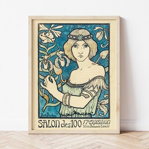 Salon des Cent by Paul Berthon Vintage Art Nouveau Print Classic  Home Decor Posters high resolution