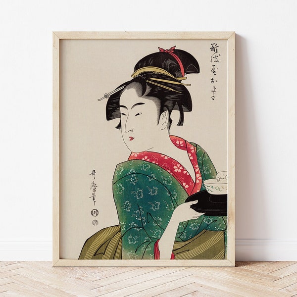 Naniwaya Okita impression d'Art japonais vintage par Utamaro Kitagawa impression d'Art vintage d'une femme japonaise traditionnelle décoration murale affiche impression