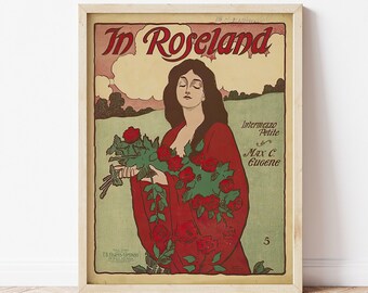 Vintage Art Nouveau Sheet Music Cover Home Decor Posters - In Roseland 1904