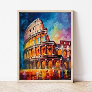 Rome Art Print, Roman Colosseum Wall Art, Travel Poster, Travel Print, Travel Art, Wall Art, Colourful Art Print, Wall Decor, Vibrant Art
