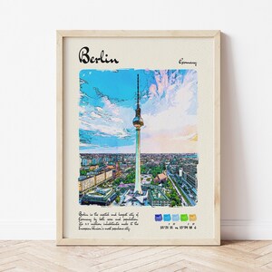 Berlin Travel Poster | Watercolour & Ink Design Digital Art Print | Vintage Wall Decor