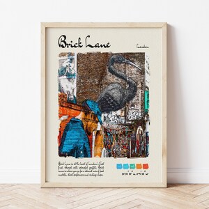 Brick Lane Travel Poster | Watercolour & Ink Design Digital Art Print | Vintage Wall Decor