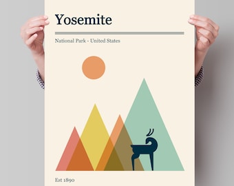 Yosemite National Park Retro Poster - Minimalist Art Print