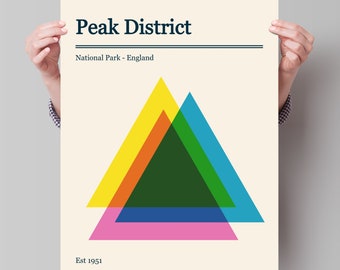 Peak District National Park Retro Poster - Minimalist Art Print