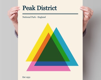 Peak District National Park Retro Poster - Minimalist Art Print