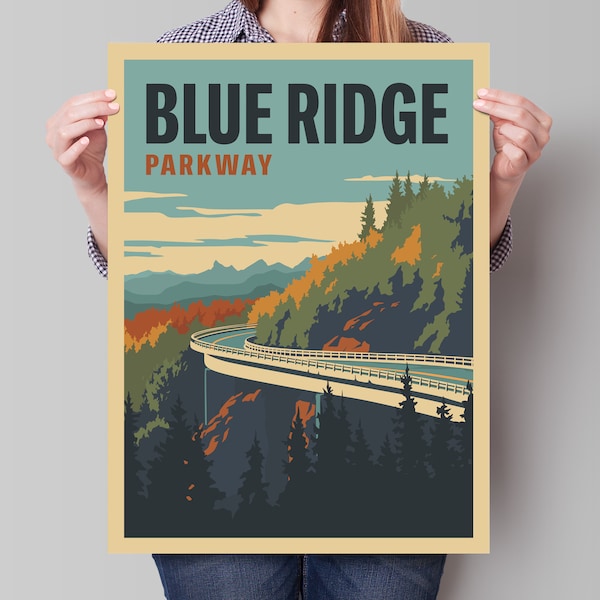 BLUE RIDGE PARKWAY Travel Poster - Minimalist Art Print