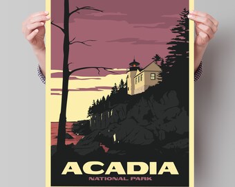 Acadia National Park Travel Poster - Minimalist Art Print
