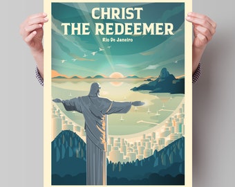 Christ the Redeemer Travel Poster - Minimalist Art Print
