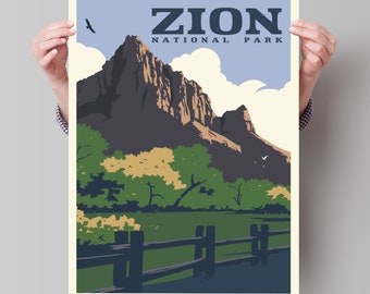 Zion Nationalpark Reiseposter - Minimalistischer Kunstdruck