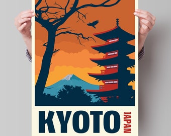 Kyoto Japan Travel Poster - Minimalist Art Print