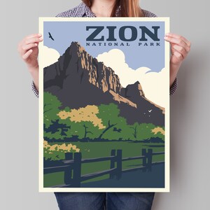 Zion National Park Travel Poster - Minimalist Art Print