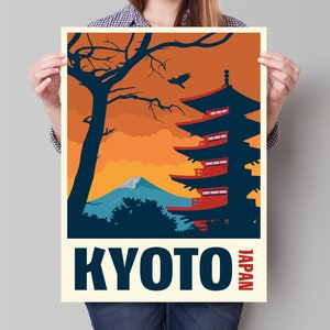 Kyoto Japan Travel Poster - Minimalist Art Print