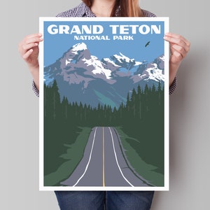 Grand Teton Travel Print, Grand Teton Art Print, Nationalpark Reise Poster, Berglandschaft, Reise Poster, minimalistische Reise Print