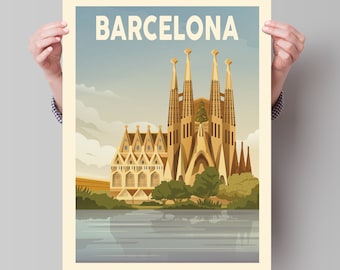 Barcelona Travel Poster - Minimalist Art Print