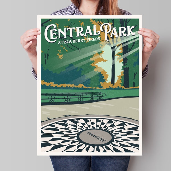 Central Park Strawberry Fields Travel Poster - Stampa d'arte minimalista