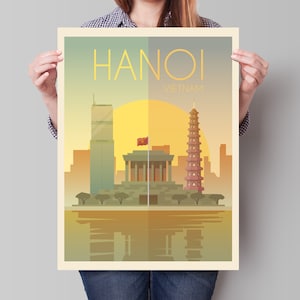 Hanoi Vietnam Travel Poster - Minimalist Art Print