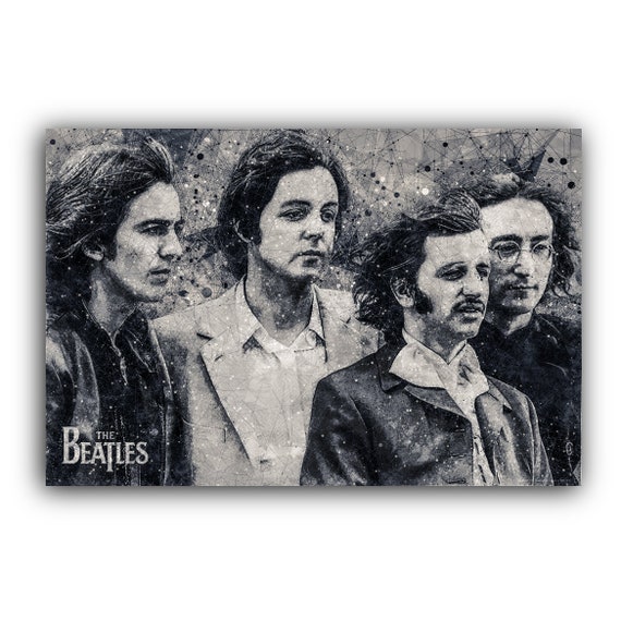 The Beatles Canvas Wall Art Print Geometric Etsy