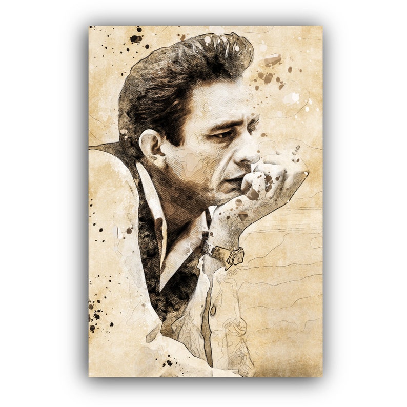 Johnny Cash Vintage Canvas Wall Art Print Etsy