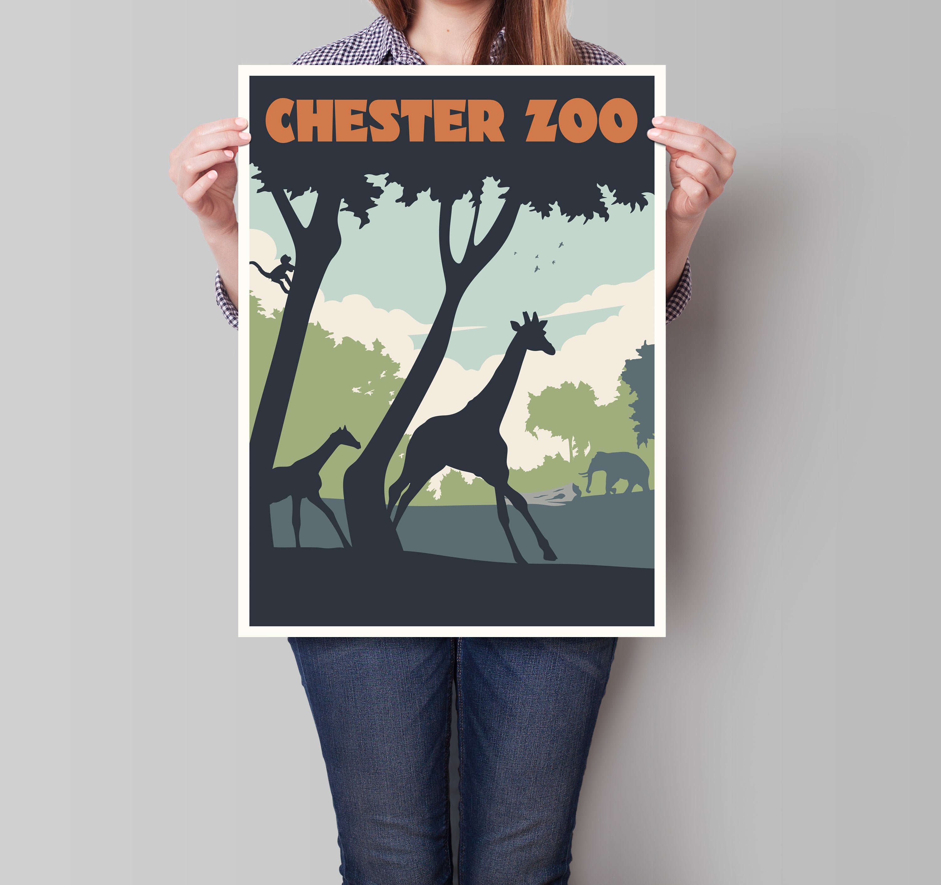 Chester Zoo Travel Poster - Minimalist Art Print