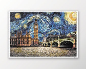 London Big Ben Van Gogh Starry Night Poster Print