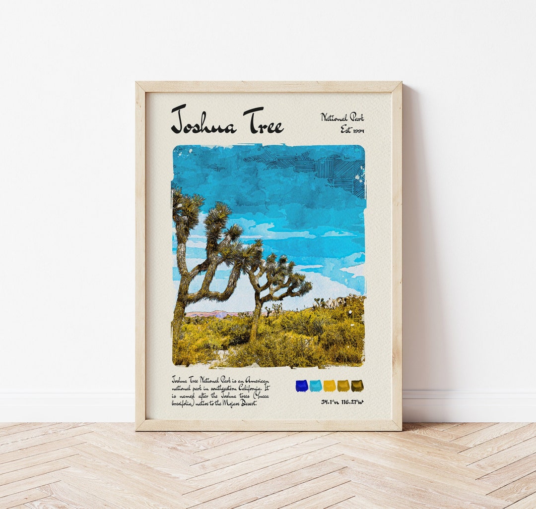 Joshua Tree National Park Travel Poster | Watercolour & Ink Design ...