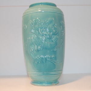 Vintage - California Potter - Green Asian Dragon Vase