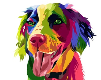 Custom Pop Art Pet Portrait, Colorful Pet Portrait From Photo, Pop Art Pet Portrait, Pet Portrait, Custom Pet Art