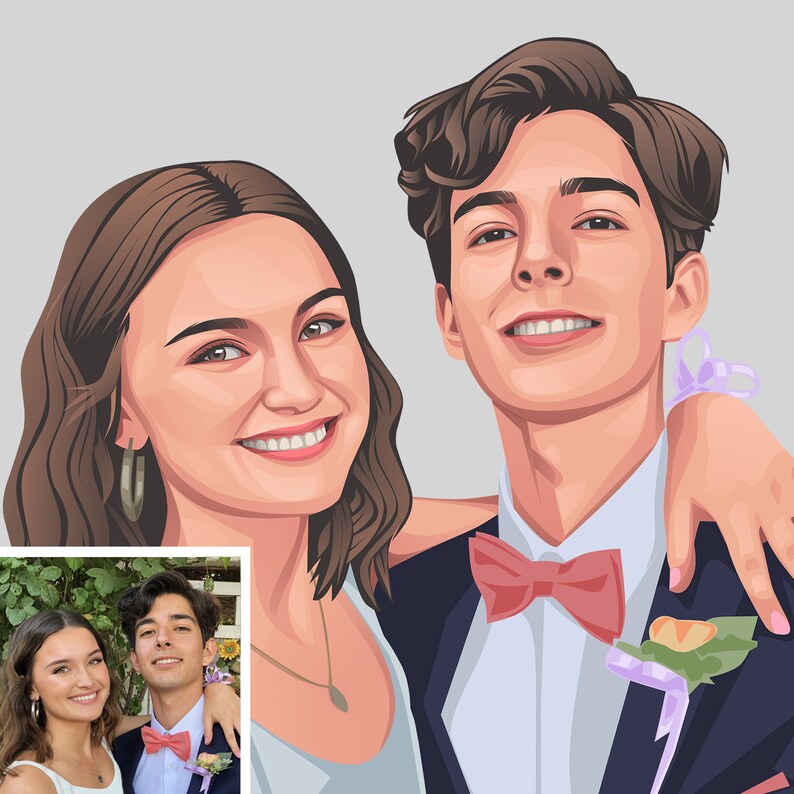 Custom Portrait, Cartoon Portrait, Custom Illustration, Portrait From Photo, Personalized Portrait, Couple Portrait, Family Portrait image 2