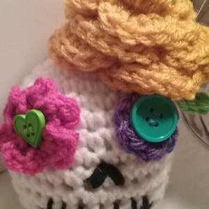 Handmade Sugar Skull, Sugar Skull, Day of the Dead, Dia De Los Muertos, Mexico, Halloween, Colorful, Crochet, Handmade