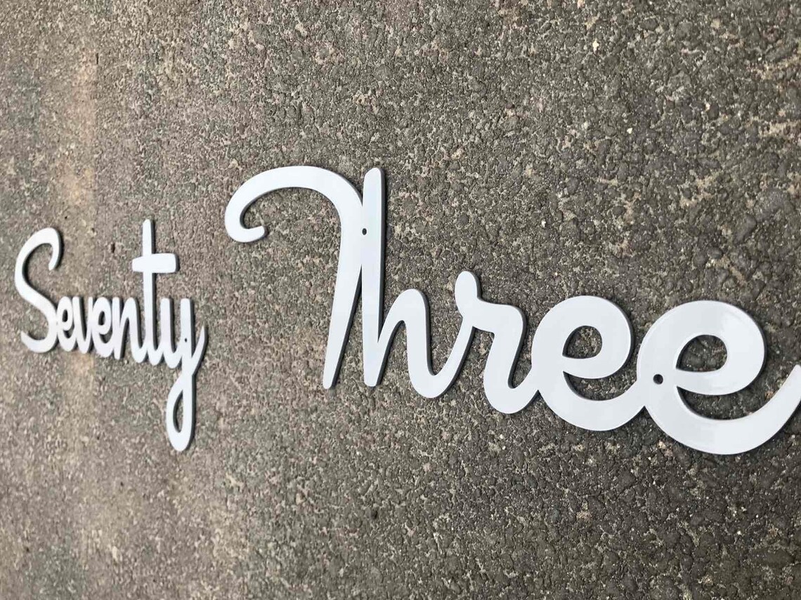 Cursive House Sign 4'' Cursive House Numbers, Home Address Sign, Street Sign - Etsy