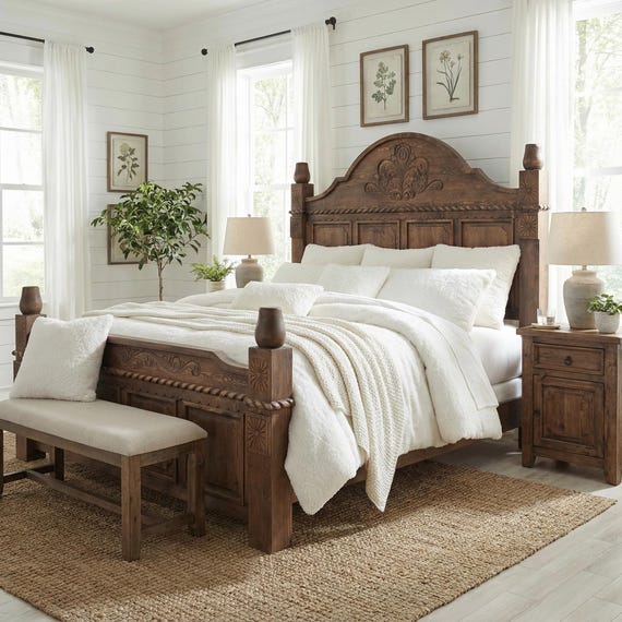Sedona Rustic Hand-Carved Bed