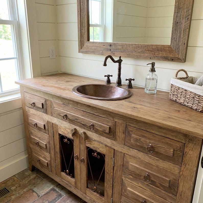 Bella Rustic Bathroom Vanity 画像 1