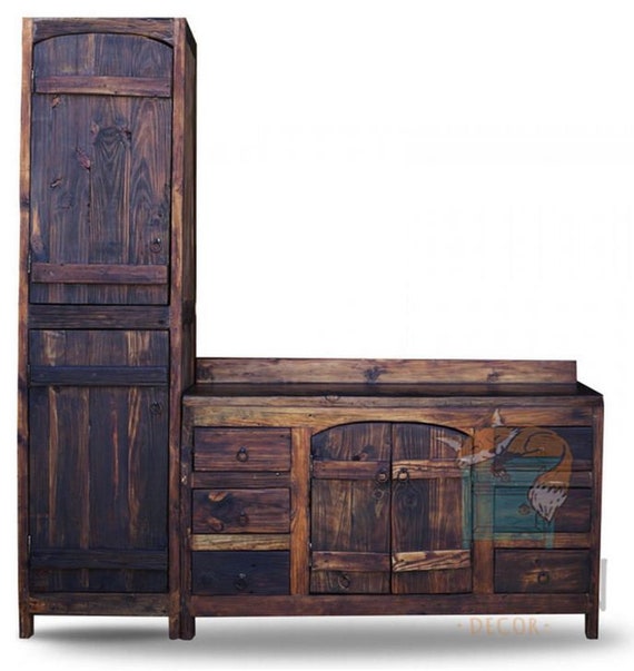 Old World Reclaimed Barnwood Bathroom Vanity With One Old World Reclaimed Barnwood Bathroom, Clemmie 61 Double Bathroom Vanity Set With Linen Tower