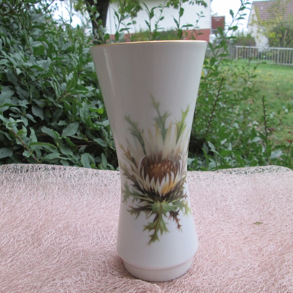 Porzellanvase Plankenhammer Floss Bavaria  Silberdistel 70er Jahre Shabby True Vintage VTG