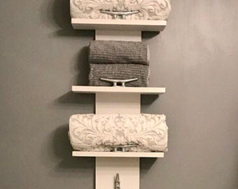 Nautical Towel Rack, Nautical Decor, Coastal Decor,Nautical Towel Shelf